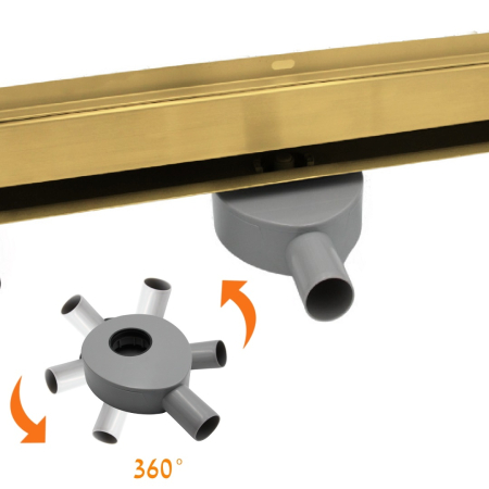 Odpływ liniowy ŚCIENNY ZŁOTY OBROTOWY 360° - 120 cm